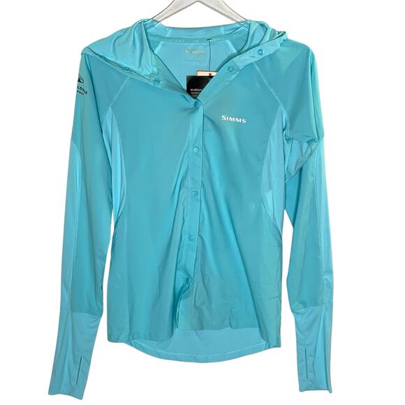 Simms XS NEW Womens BiComp Long Sleeve Shirt Laguna Blue *flaw - Picture 1 of 10
